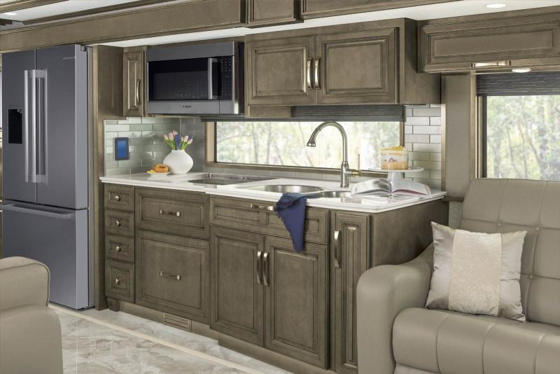 Interior kitchen inside the 2023 Newmar Essex Class A RV