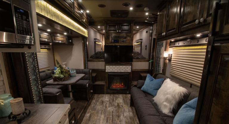 Living quarters in a horse trailer