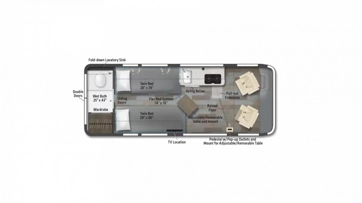 2023 Winnebago Travato 59K RV Floorplan