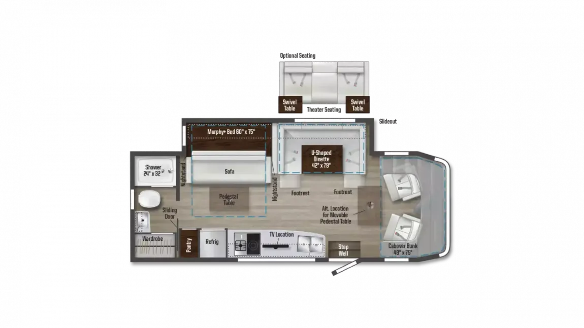 2023 Winnebago Navion 24D RV Floorplan