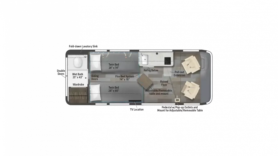 2023 Winnebago Travato 59KL RV Floorplan