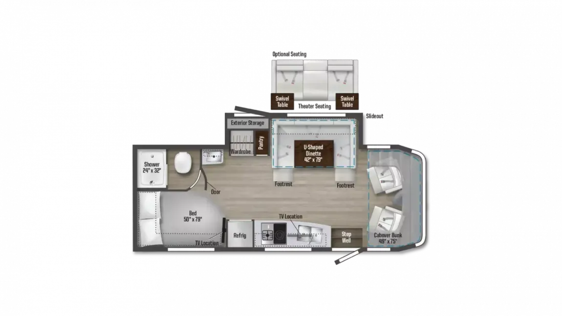 2023 Winnebago Navion 24J RV Floorplan