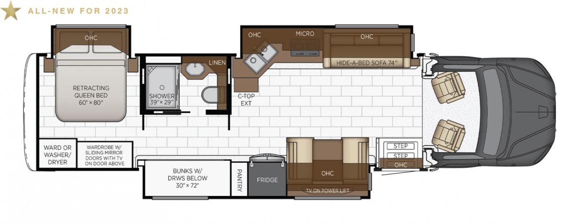 2023 Newmar Super Star 3HLQ RV Floorplan