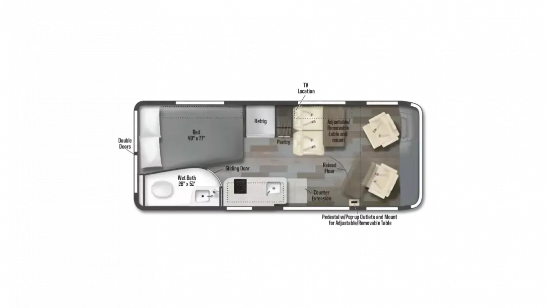 2023 Winnebago Travato 59GL RV Floorplan