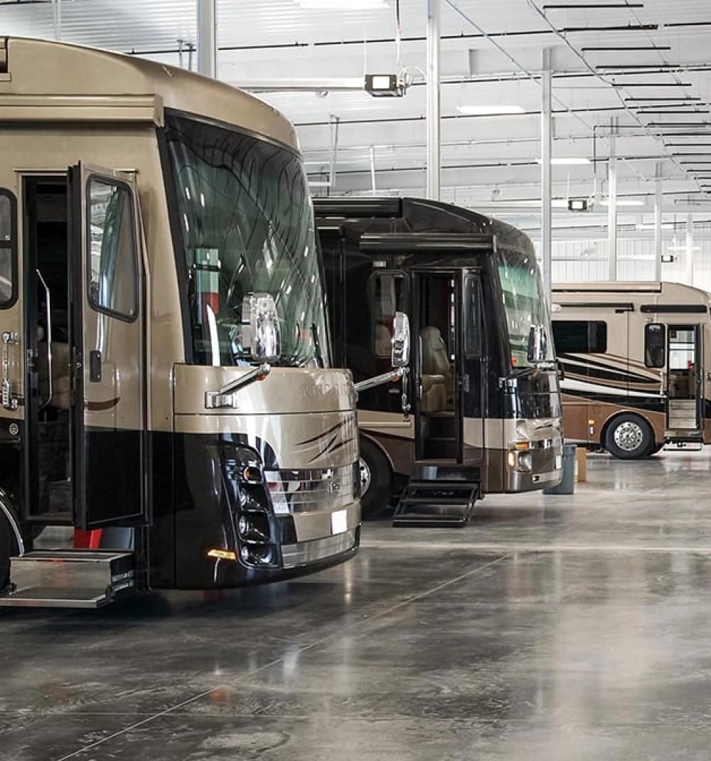 A row of RVs